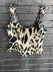 ROBERTO CAVALLI Vintage Animal Cheetah Leopard Print Lace Up Corset Top RARE!!
