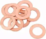 uxcell 10pcs 24mm x 14mm x 2mm Flat Ring Copper Crush Washer Sealing Gasket Fastener