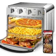 16QT Silver Countertop Oven with Air Fryer 360 Degree Even Cooking Capacity