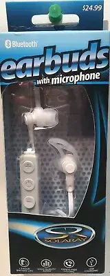 SOLARAY BLUETOOTH EARBUDS GREY & WHITE BUILT IN MIC USB CHARGING PLAYBACK 3.8HRS