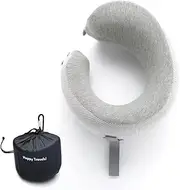 [C CUSHION LAB] Cushion Lab Travel Pillow, Award-Winning Patented Ergonomic Design for Chin & Neck Support Memory Foam Neck Pillow, Compact Airplane Pillow for Traveling, Flight, Car (Gray, Medium)