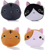 [Gouccpu] Small Change Purse for Coins, 4 Pcs Cat Face Coin Purse Pouch Change Holder with Zipper For Women Girls, Cute Animal Cartoon Change Money Organizers Purse Wallet Trinket Jewelry Bag Gift Bag, 11.5cmx12.5cm / 4.5inx4.9in, Carton