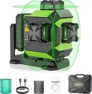 Huepar 3x360 Laser Level Self Leveling, 12 Lines 3D Green Beam Cross Line Laser Level, 197Ft Alignment Laser Tool with Pulse Mode, Li-ion Battery, Magnetic Base, Hard Carry Case-703CG