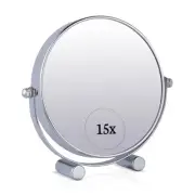 Small 15X Magnifying Tabletop Mirror for Makeup - Double Sided 15x and 1x Por...