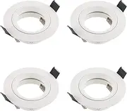 SEBSON Recessed Spotlights Round Aluminium White Pack of 4 Mounting Frame Hole Diameter 65 mm Ceiling Spotlight Including GU10 Socket for LED/Halogen