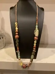 Vintage Chico’s Statement Lucite Wood “Safari Time “ Necklace