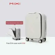 Mixi Patent Design Aluminum Frame Suitcase Carry On Rolling Luggage smoke white