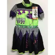 Girls Miss Monster Halloween Costume Dress Size M 7 8 Black Green Purple Glitter