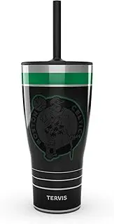 Tervis Traveler NBA Boston Celtics - Night Game Triple Walled Insulated Tumbler Travel Cup Keeps Drinks Cold & Hot, 30oz with Straw Lid, Stainless Steel