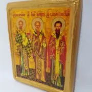 Saint Nicholas Saint John Saint Basil Rare Eastern Orthodox Icon Art on Wood