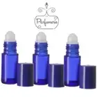 Blue Glass Roll on Perfume Bottles 5ml*1/6 oz Roller ball *Empty *Refillable