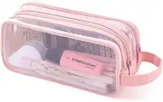 [Oyachic] Pencil Case Aesthetic,Grid Mesh Pencil Pouch,Cute Pencil Holder,Transparent Makeup Pen Bag for Office Adults