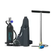 [EU Direct] ChikaDIV 1L Scuba Diving Tank Snorkel Equipment with 15-20 Minutes Mini Diving Tank with Pump Portable Oxyge