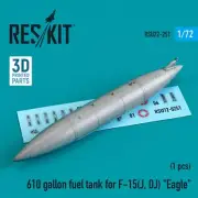 1/72 Reskit RSU72-0251 610 gallon fuel tank for F-15(J, DJ) "Eagle" (3D printing