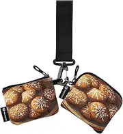 [XYMZR] Mini Zip Around Wristlet keychain Wallet Christmas Cookie Closeup for Women Personalized Pattern Detachable Dual Pouch Wristlet Portable Wallet Phone Coin Purse, Multi-colored, One Size