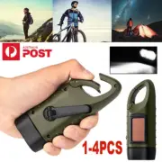 LED Solar Flashlight Lamp Wind Up Hand Crank Emergency Clip-on Camping Torch AU