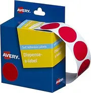 Avery Circle Dispenser Labels - Removable Price Stickers - Identification Labels - Office Supplies - Red, 24 mm, 500 Labels / 1 Roll (937243)