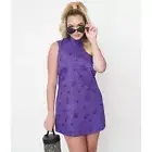 Magnolia Place Unique Vintage Purple Spiderweb Mini Dress Shift Sleeveless M