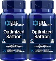 Life Extension Optimized Saffron Extract with Satiereal, 90 Veg Caps (Pack of 2) - 88.25 mg
