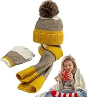 [Kaxenig] Winter Hat and Gloves | Warm Hat Thick Kids Mittens,Hats and Gloves, Winter Scarf Set Wool Mittens, Hat Scarf for Kids