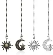 4 PCS Decorative Ceiling Fan Pull Chain, Fan and Light Pull Chain Set with Ball Chain Connector, Chain Pulls for Ceiling Fans and Lights
