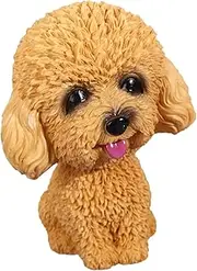 Car Dashboard Shaking Dog Adornments - 1Pcs Car Bobbleheads Shake Head Toy Bobble Dog Resin Simulation for Car Vehicle Decoration Home (Poodle Yellow)