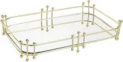 Luxshiny Washing Table Storage Tray Dresser Home Decor Bathroom Vanity Decor Countertop Organizer Perfume Tray for Women Decorative Tray for Bathroom Perfume Holder Organizer Golden Iron
