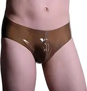 [Kangxinsheng] Transparent Black Latex Briefs for Men, Natural Rubber Men's Boxer Shorts Underwear, Latex Man Panties, Cosplay Costume, Transparent Black, M