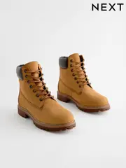 Wheat Leather Lace-Up Boots (B77905) | $64