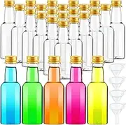 Zubebe 200 Pcs Mini Liquor Bottles 1.7 oz Plastic Empty Spirit Bottle with Screw Cap Liquid Funnel Easy Pouring(Gold)