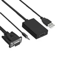 在飛比找PChome24h購物優惠-VGA(公)轉HDMI(母) 訊號影音傳輸轉接器