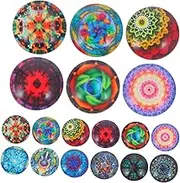 Gatuida Tiles for Crafts, 100PCS Multi-Colored 10/12mm Flat Round Millefiori Glass Beads, Glass Tiles Supplies for DIY Crafts Home Decoration Jewelry Making