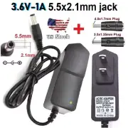 3.6V 1A AC/DC Adapter Power Supply Charger with 5.5x2.1mm +2 DC Power Plug Tips