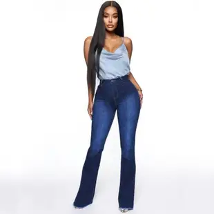 2022 Fashion elastic jeans women ladies jeans pants 女微喇褲