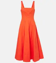 [Staud] Staud Wells cotton poplin midi dress AU 14 red