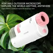 Kids Mini Pocket Microscope 60-200x Handheld Magnification Lens w/ LED Light