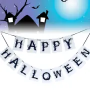 2 Pcs Halloween Bunting Halloween Burlap Banner Halloween Fabric Banner Burlap