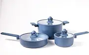Simmro Ceramic Non-Stick Cookware Set, Sleek Detachable Handle Design, Toxin-Free, Induction Compatible, Premium Build for Effortless Everyday Cooking. Ocean Blue Set.