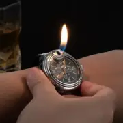Cool Lighter Shaped Watch Unique Working Wristwatch Refillable Gas Lighter