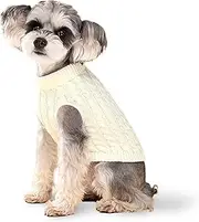 Sweater, Beige Dog Pullover, Turtleneck Knitwear for Small & Medium Dogs, Warm Clothes for Bulldogs, Poodles, Yorkshires, Cocker Spaniels