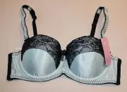 Contemporary Co-Ordinates Ladies Green Black Allanah Balconette Bra Size 12B New