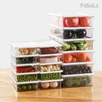 在飛比找松果購物優惠-FaSoLa 食品用PET冰箱分裝收納密封保鮮盒 M+L/組