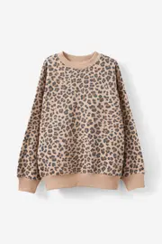 [Cotton On Kids] Cotton On Kids - Sammy Oversized Crew - Taupy brown/capri leopard 2 TAUPY BROWN/CAPRI LEOPARD