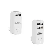 The Brute Power Co. One Socket Adaptor (White) - 4 USB Ports