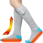 [Generic] Heating Socks,Heated Electric Warm Thermal Boot Socks - Rechargeable Battery Thick Long Ski Socks for Winter Cold Weather with 3 Heated Settings (Battery Included)