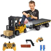 Remote Control Forklift with Flatbed Truck, 11 Channel RC Forklifts with Spray,