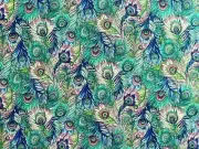 Cotton Quilt Fabric "Glass Garden Style" Peacock Feather Hoffman by 1/2 Yard