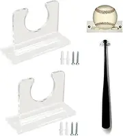 2Pcs Baseball Bat Holder Vertical Baseball Bat Display Case Wall Mount Display Rack Sturdy Acrylic Bat Hanger for Baseball,Softball Bat(10x4x7cm / 3.9x1.6x2.8in)