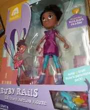 GoldieBlox Ruby Rails Skydive Action Figure-African American Doll