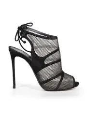 Black Suede Trim Mesh Heels